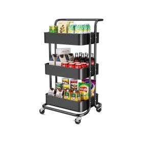 Werseon rolling trolley with wheels bathtub manager trolley rolling metal tissue trolley handle - black