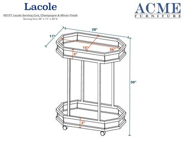 ACME Lacole Serving Cart, Champagne & Mirror 98197