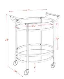 ACME Lakelyn Serving Cart, Brushed Bronze & Clear Glass 98190