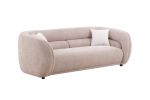 90.6'' Mid Century Modern Curved Sofa Counch Living Room Sofa; PINK