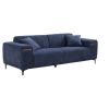 90'' Mid-Century 3 Seater Sofa with 2 Stretchable Walnut Pad Modern Fabric Upholstered Sofa for livingroom lobby office Blue