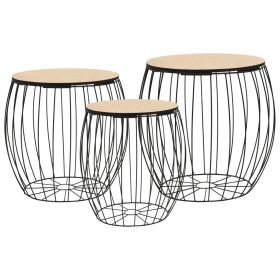 Coffee Table Set 3 Pieces Poplar Plywood Iron