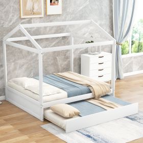Full Size House Bed with Trundle; Support Legs