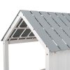 Twin Size Low Loft House Bed with Roof and Two Front Windows