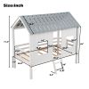 Twin Size Low Loft House Bed with Roof and Two Front Windows