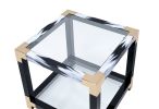 Lafty End Table in White Brushed & Clear Glass