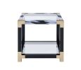 Lafty End Table in White Brushed & Clear Glass