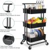 Werseon rolling trolley with wheels bathtub manager trolley rolling metal tissue trolley handle - black