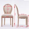 French Style Solid Wood Frame Antique Painting Linen Fabric Oval Back Dining Chair,Set of 2,Cream