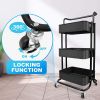 Werseon rolling trolley with wheels bathtub manager trolley rolling metal tissue trolley handle - black
