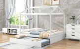 Full Size House Bed with Trundle; Support Legs