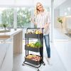 Werseon rolling trolley with wheels bathtub manager trolley rolling metal tissue trolley handle - black