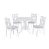 Mid-Century 5-Piece Extendable Round Dining Table Set with 4 Upholstered Dining Chairs for Small Places
