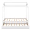 House Bed with Trundle, can be Decorated,White