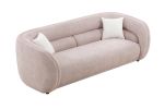 90.6'' Mid Century Modern Curved Sofa Counch Living Room Sofa; PINK