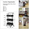 Werseon rolling trolley with wheels bathtub manager trolley rolling metal tissue trolley handle - black