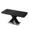 Modern Square Dining Table;  Stretchable;  Printed Black/white Marble Table Top+MDF X-Shape Table Leg with Metal Base