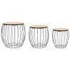 Coffee Table Set 3 Pieces Poplar Plywood Iron