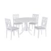 Mid-Century 5-Piece Extendable Round Dining Table Set with 4 Upholstered Dining Chairs for Small Places