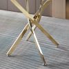 Contemporary Round Clear Dining Tempered Glass Table with Gold Finish Stainless Steel Legs