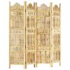 Hand carved 4-Panel Room Divider 63"x65" Solid Mango Wood