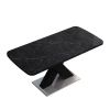 Modern Square Dining Table;  Stretchable;  Printed Black/white Marble Table Top+MDF X-Shape Table Leg with Metal Base
