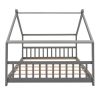 Full Size House Bed Wood Bed, Gray