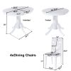 Mid-Century 5-Piece Extendable Round Dining Table Set with 4 Upholstered Dining Chairs for Small Places
