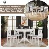 Mid-Century 5-Piece Extendable Round Dining Table Set with 4 Upholstered Dining Chairs for Small Places