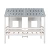 Twin Size Low Loft House Bed with Roof and Two Front Windows