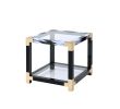 Lafty End Table in White Brushed & Clear Glass