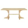 TREXM Retro Style Table 71'' Wooden Rectangular Table with Curved Design Legs (Natural Wood Wash)