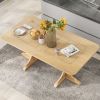 TREXM Retro Style Table 71'' Wooden Rectangular Table with Curved Design Legs (Natural Wood Wash)