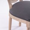 French Style Solid Wood Frame Antique Painting Linen Fabric Rattan Back Dining Chair,Set of 2,Gray