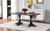 TREXM Retro Style Table 71'' Wooden Rectangular Table with Curved Design Legs (Light Gray)