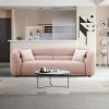 90.6'' Mid Century Modern Curved Sofa Counch Living Room Sofa; PINK