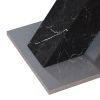 Modern Square Dining Table;  Stretchable;  Printed Black/white Marble Table Top+MDF X-Shape Table Leg with Metal Base