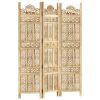 Hand carved 3-Panel Room Divider 47.2"x65" Solid Mango Wood