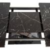 Modern Square Dining Table;  Stretchable;  Printed Black/white Marble Table Top+MDF X-Shape Table Leg with Metal Base