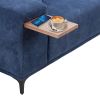 90'' Mid-Century 3 Seater Sofa with 2 Stretchable Walnut Pad Modern Fabric Upholstered Sofa for livingroom lobby office Blue
