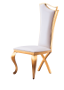 Leatherette Unique Design Backrest Dining Chair with Stainless Steel Legs Set of 2