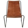 Relaxing Chair Brown Real Leather