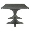 TREXM Retro Style Table 71'' Wooden Rectangular Table with Curved Design Legs (Light Gray)