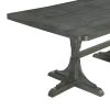 TREXM Retro Style Table 71'' Wooden Rectangular Table with Curved Design Legs (Light Gray)