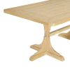 TREXM Retro Style Table 71'' Wooden Rectangular Table with Curved Design Legs (Natural Wood Wash)