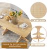 TREXM Retro Style Table 71'' Wooden Rectangular Table with Curved Design Legs (Natural Wood Wash)