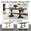 TREXM Retro Style Table 71'' Wooden Rectangular Table with Curved Design Legs (Light Gray)