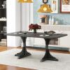 TREXM Retro Style Table 71'' Wooden Rectangular Table with Curved Design Legs (Light Gray)