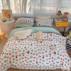 Home Fashion Simple Printing Cotton Bed Four-piece Set (Option: Mirai-1.8M)