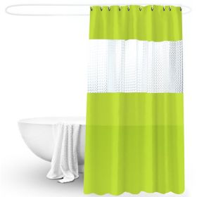 Splicing Translucent Waterproof Mildew Proof Bathroom Bath Shower Partition Curtain (Color: GREEN)